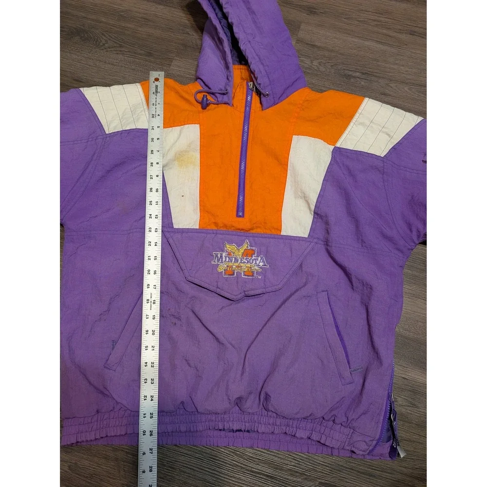 Vintage Starter Minnesota Screaming Eagles Anorak Jacket Purple Orange 90s Large